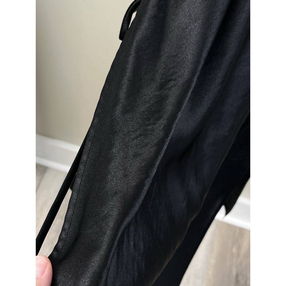 Victoria's Secret Sz M Satin Slip Gown Maxi Dress Lace Up Sides Black High Slit - Picture 11 of 11